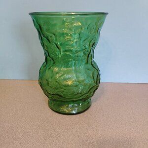 EO Brody Vintage Crinkle Pattern Flared Forest Green Vase